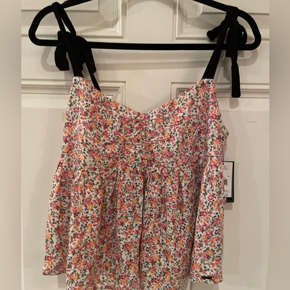 Volcom NWT floral Gauzy Smocked Back Coquette style top feminine swim M - Picture 7 of 12